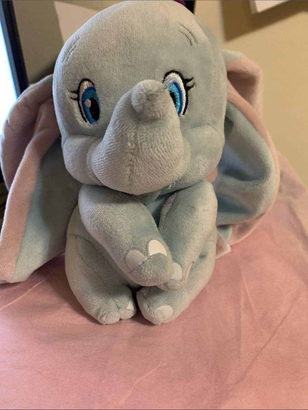 Disney Light Blue and Pink Dumbo Plush Elephant